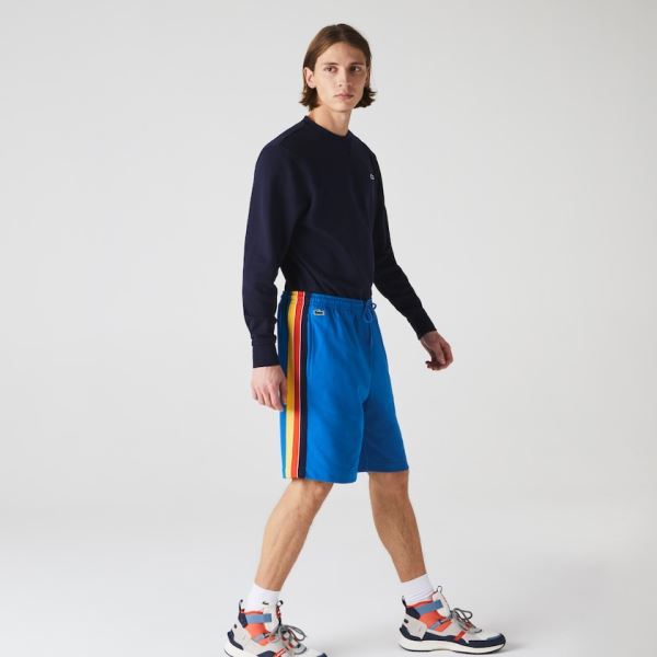 Lacoste SPORT Contrast Band Fleece Shorts Pánské - Kraťasy Blankyt / Žluté / Červené / Tmavě Blankyt